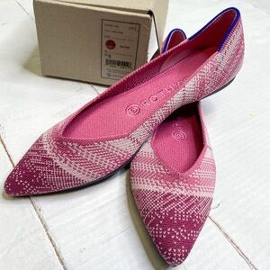 Rothy's Pink Plaid Points Flats Breast Cancer Worn Twice